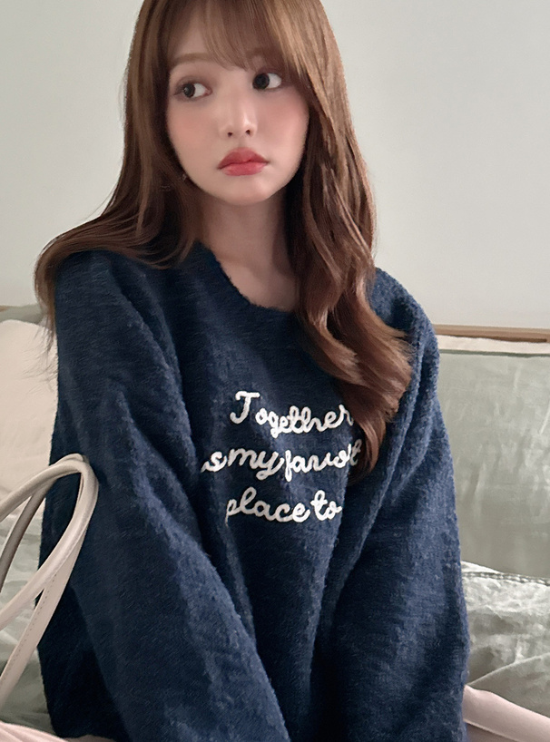 コードロゴ刺繍ブークレニットトップス[ze945] | レディース