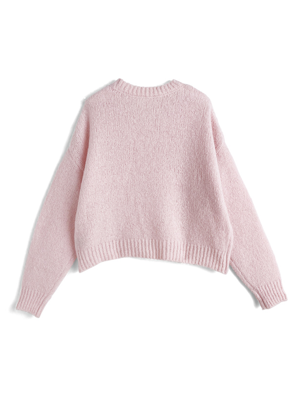 コードロゴ刺繍ブークレニットトップス