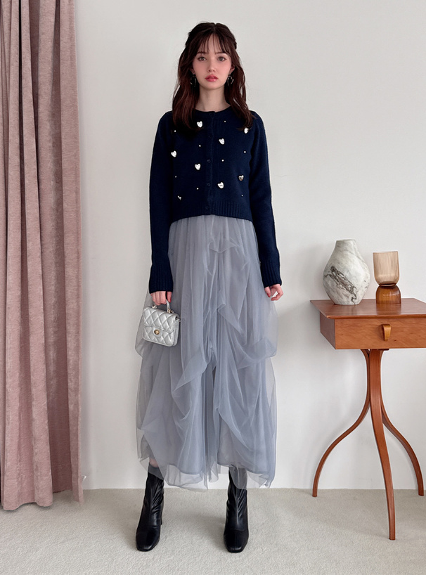 ハートビジューニットカーディガン[ze947] | レディースファッション