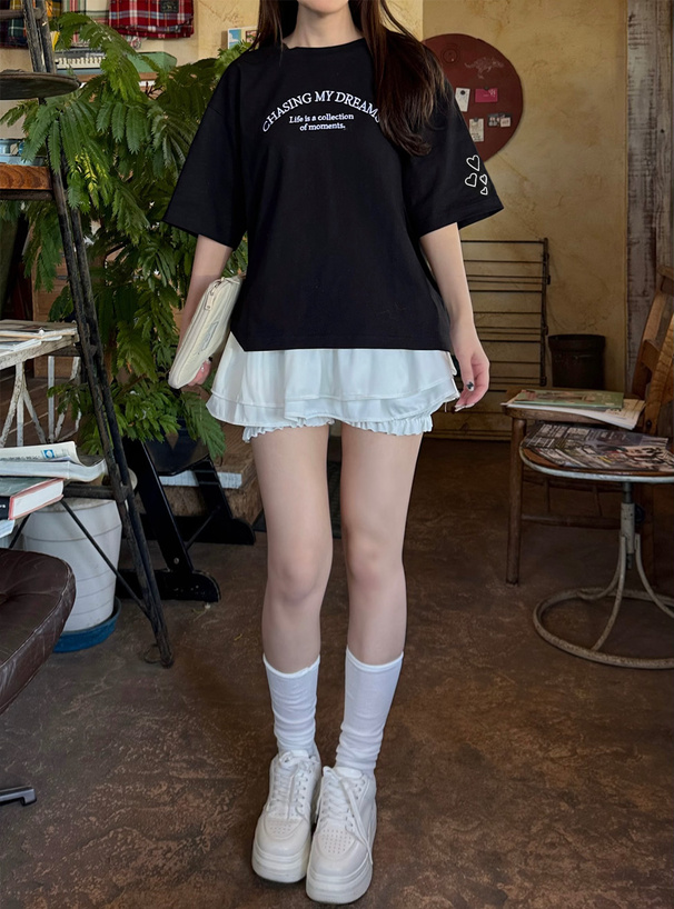 ハートロゴ刺繍Tシャツ