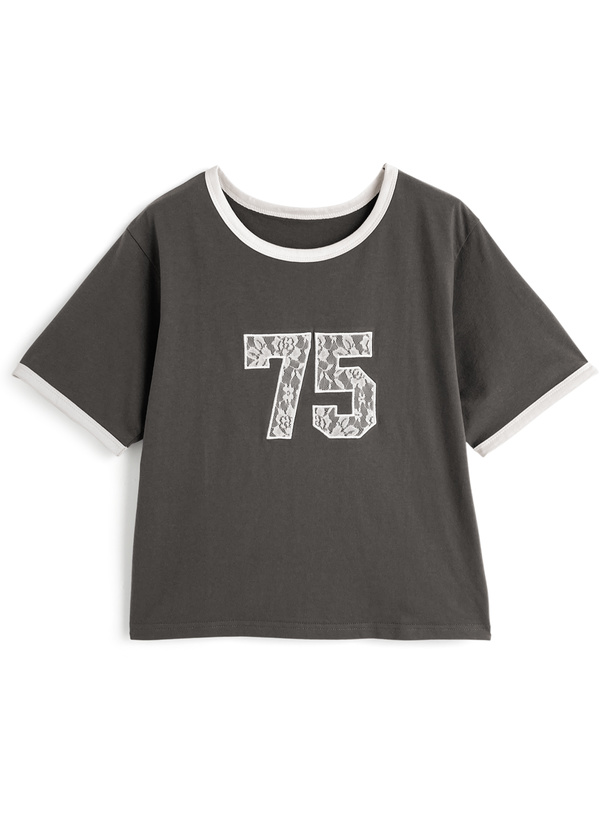 レースナンバリングリンガーTシャツ