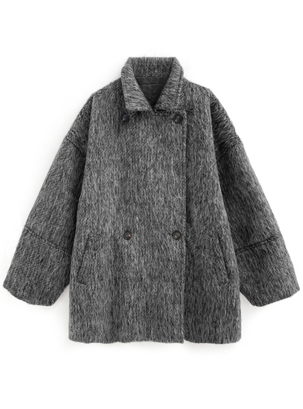 ミドル丈シャギーダブルコート[ze956] | レディースファッション通販の