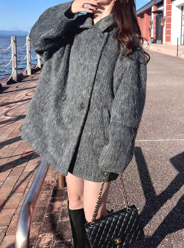 ミドル丈シャギーダブルコート[ze956] | レディースファッション通販の