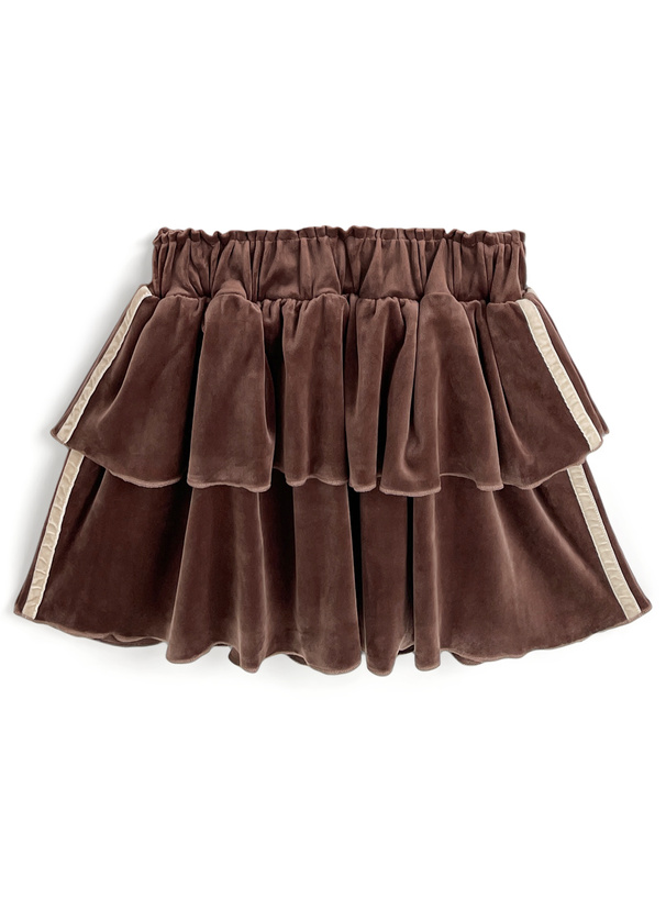 サイドラインダブルジップパーカー×ティアードミニスカートベロア