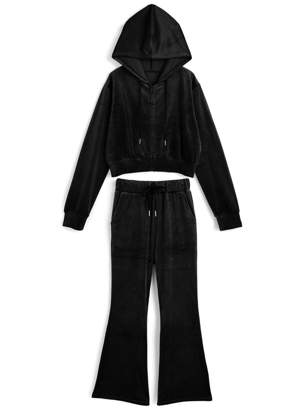 ベロアパーカー×フレアパンツセットアップ[ze965] | レディース