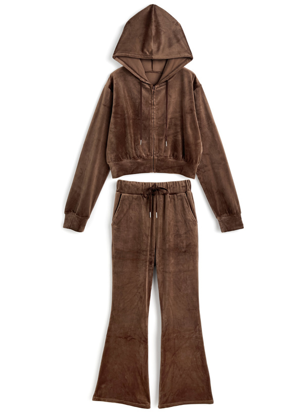 ベロアパーカー×フレアパンツセットアップ[ze965] | レディース