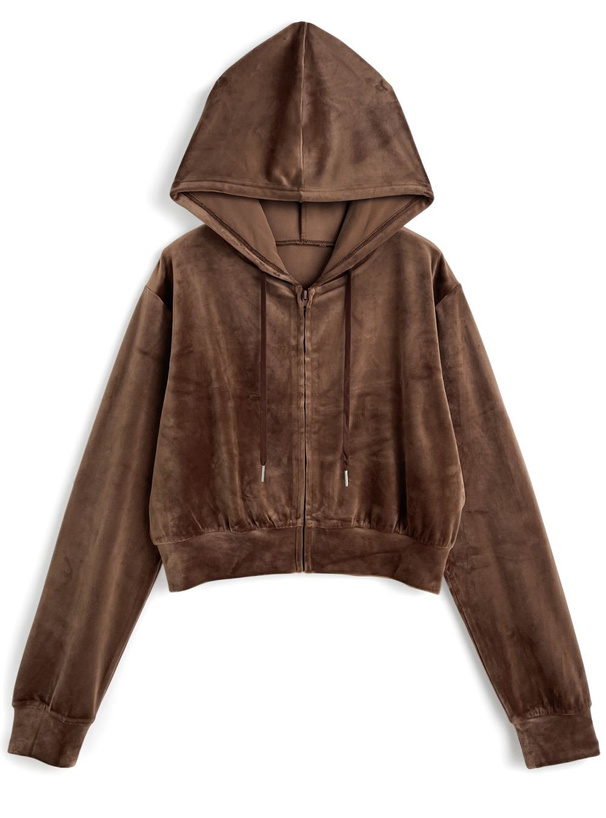 ベロアパーカー×フレアパンツセットアップ