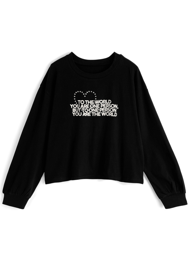 ハートモチーフスタッズロゴプリントTシャツ