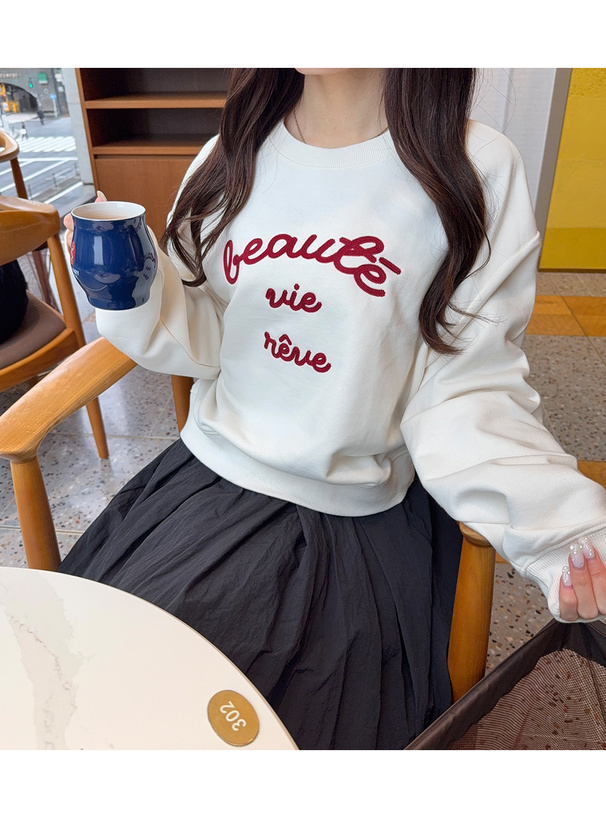 チェーンステッチロゴスウェットトップス