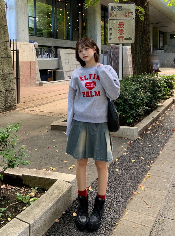 フェルトロゴスウェットトップス[ze983] | レディースファッション通販