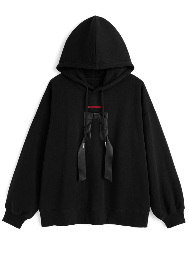 サテンリボンロゴ刺繍スウェットトップス[ze984]