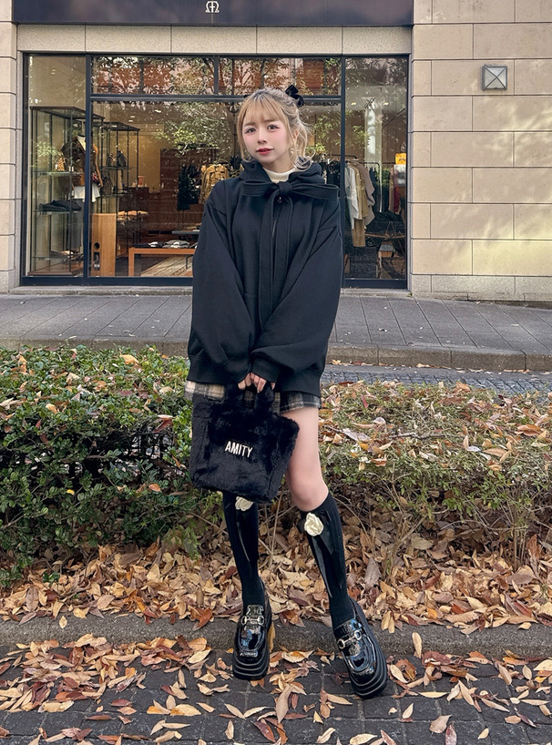 リボンスウェットパーカー