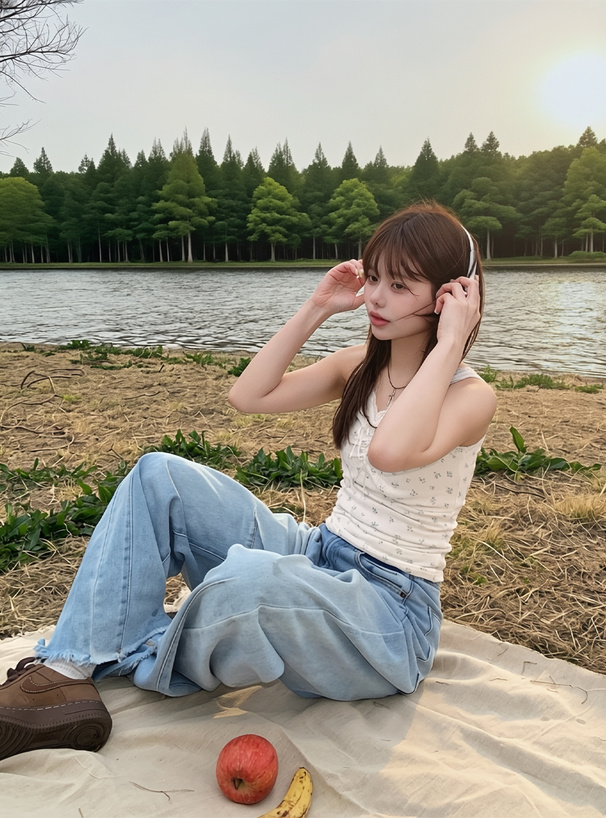 小花柄レースリボンタンクトップ