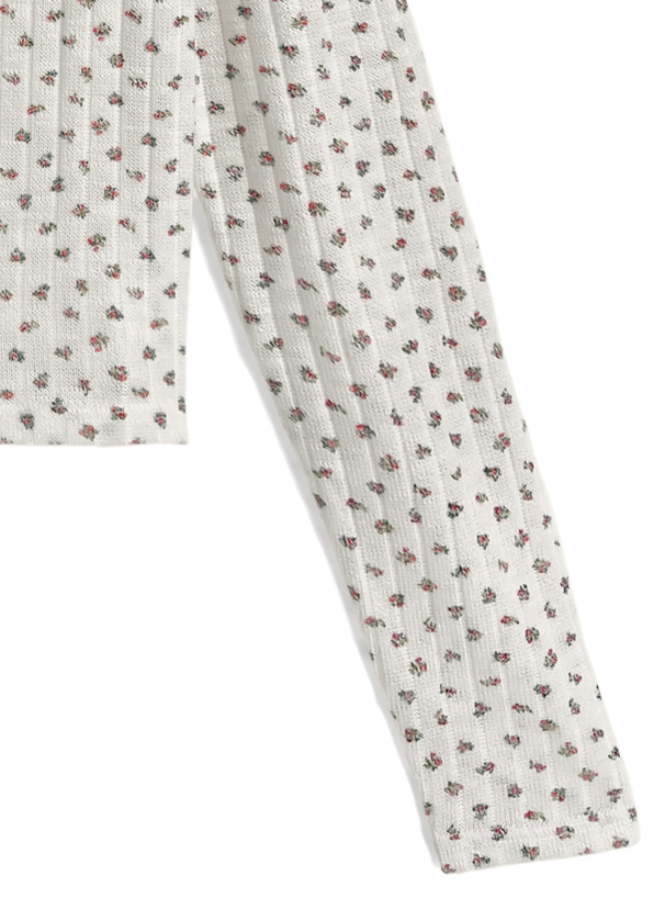 小花柄透かし編みカーディガン×キャミソールアンサンブル