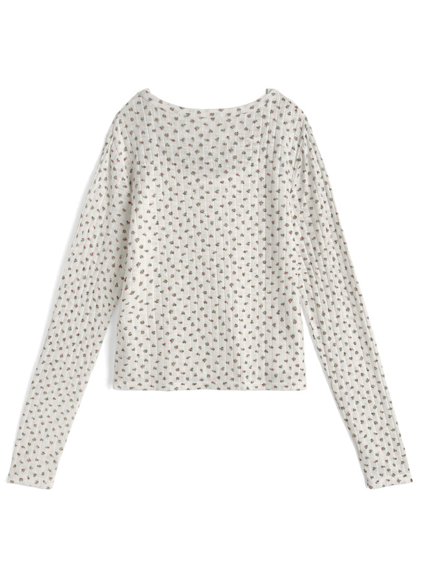 小花柄透かし編みカーディガン×キャミソールアンサンブル