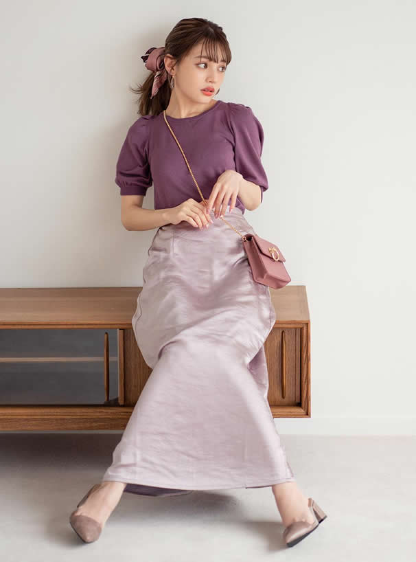 サテンロングスカート[zi194] | レディースファッション通販のグレイル ...
