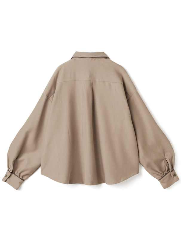 配色レザーパイピングシャツ