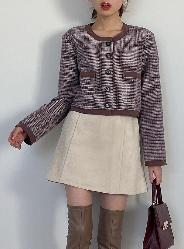 千鳥柄ショート丈ジャケット