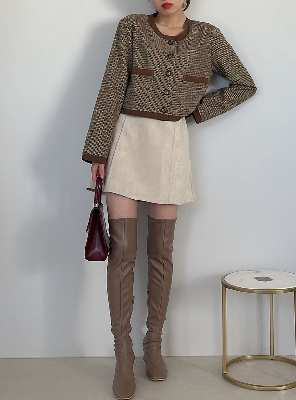 千鳥柄ショート丈ジャケット