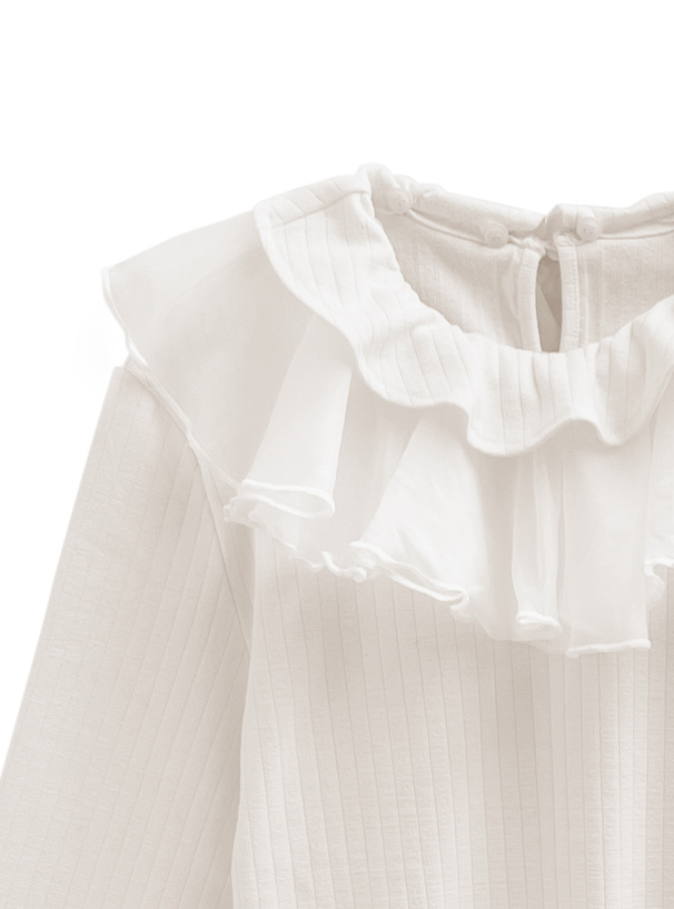 フリルヨークシアースリーブリブトップス