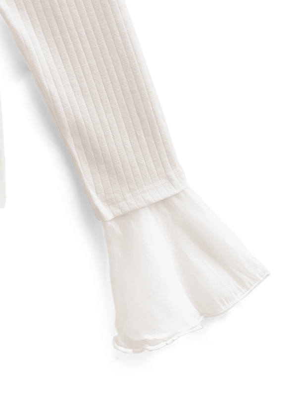 フリルヨークシアースリーブリブトップス