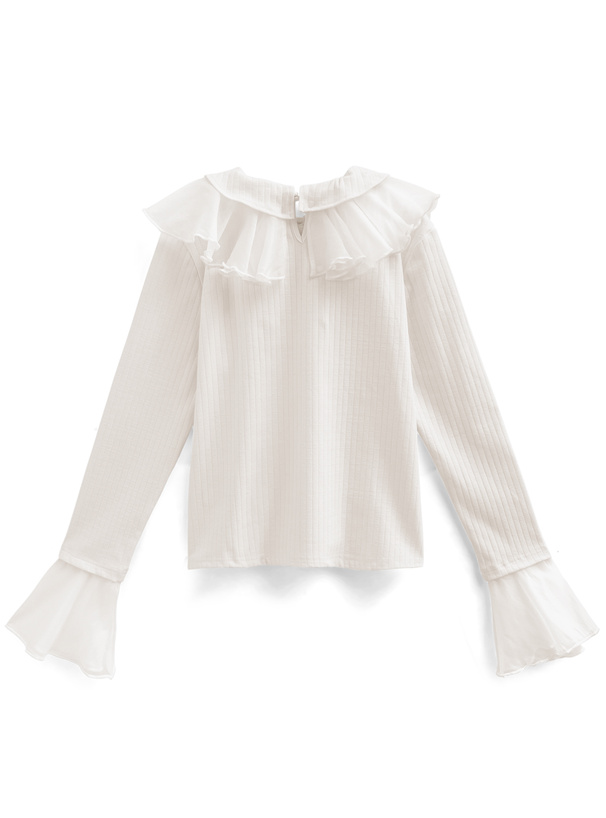 フリルヨークシアースリーブリブトップス