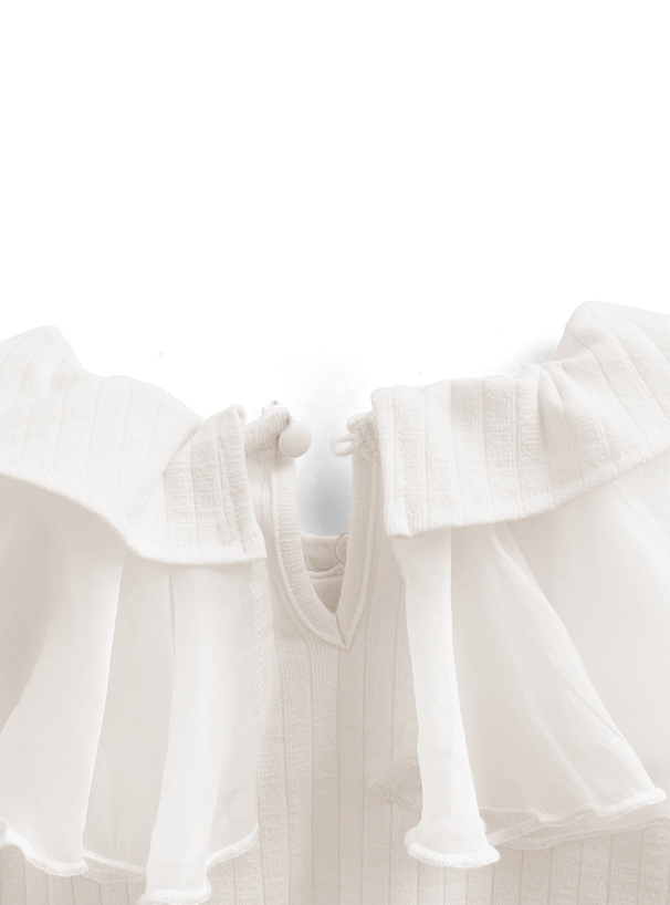 フリルヨークシアースリーブリブトップス