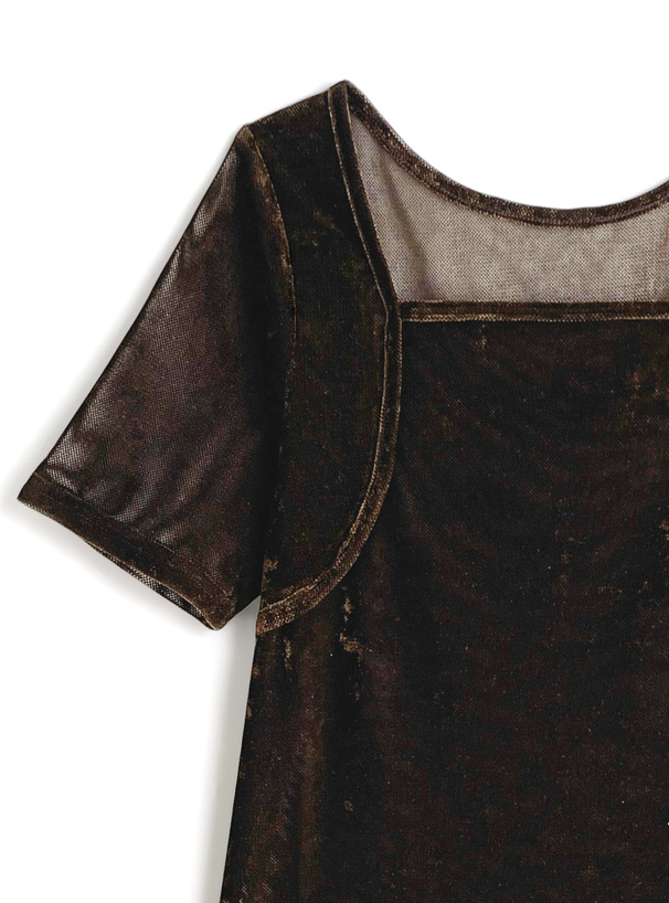 ラメシアーベロアスクエアネックトップス[zi463] | レディース