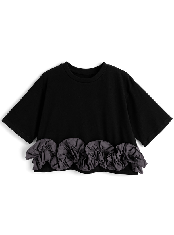 フリルドッキング半袖トップス
