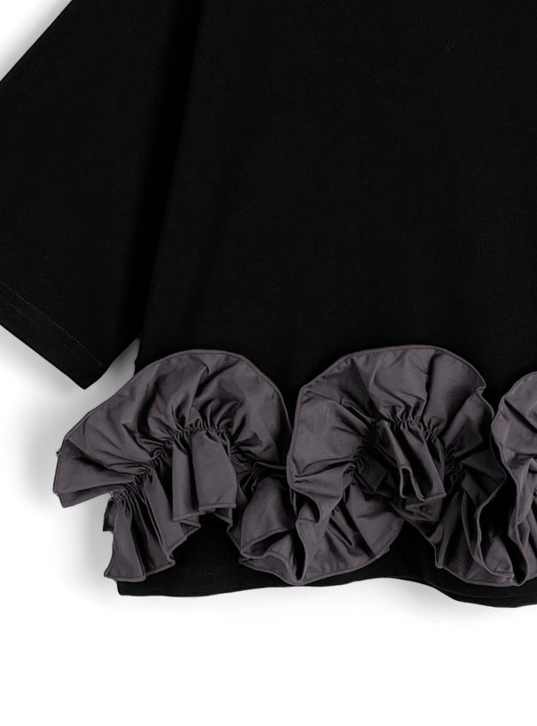 tシャツ フリルドッキング半袖プルオーバー レディース Thevon tシャツ フリルチュールドッキング半袖プルオーバー