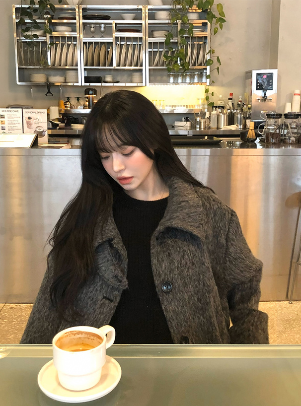 襟2Wayシャギーミドルコート