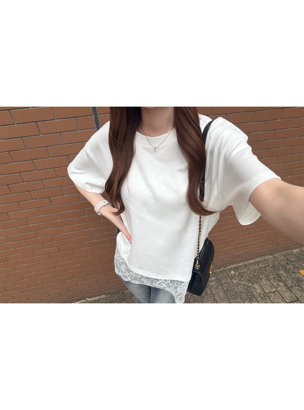 レースドッキングアシンメトリートップス