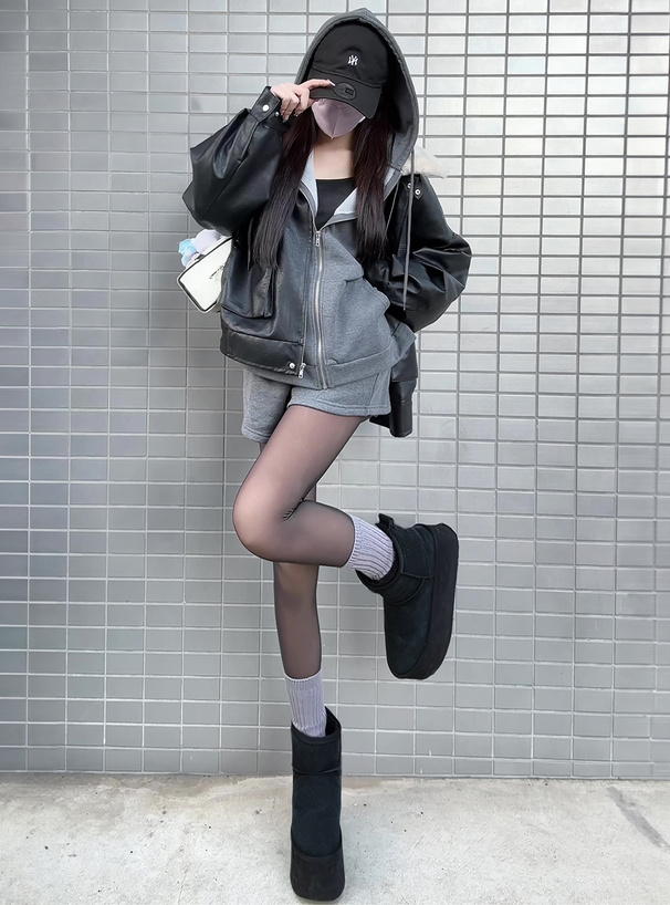 厚底フェイクムートンブーツ