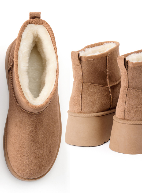 厚底フェイクムートンブーツ