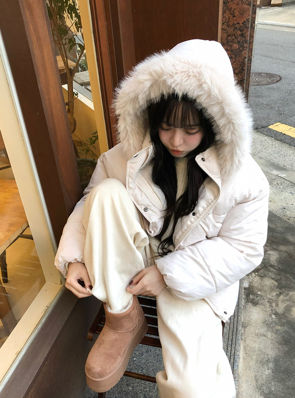 厚底フェイクムートンブーツ