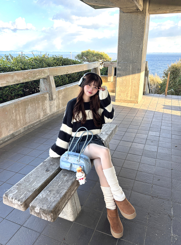 厚底フェイクムートンブーツ