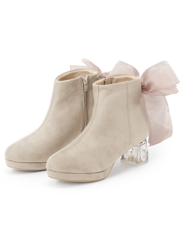 2wayリボン付きスエードブーツ