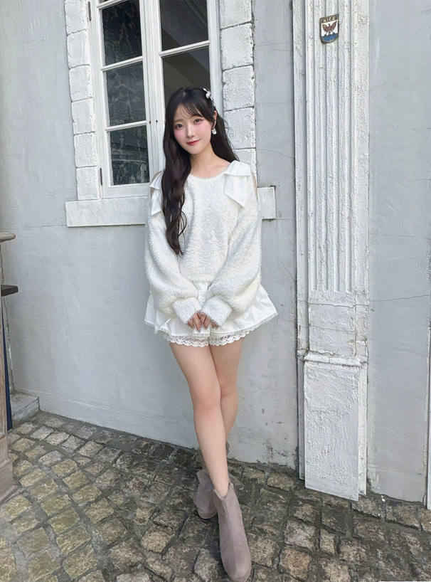 2wayリボン付きスエードブーツ