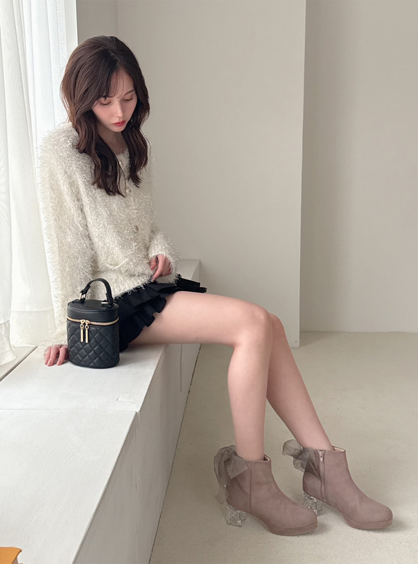 2wayリボン付きスエードブーツ