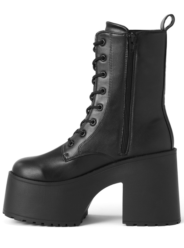 レースアップ厚底ミドルブーツ