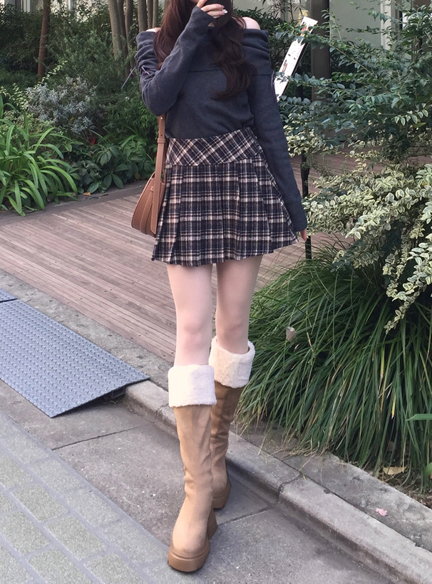 ムートン厚底ロングブーツ