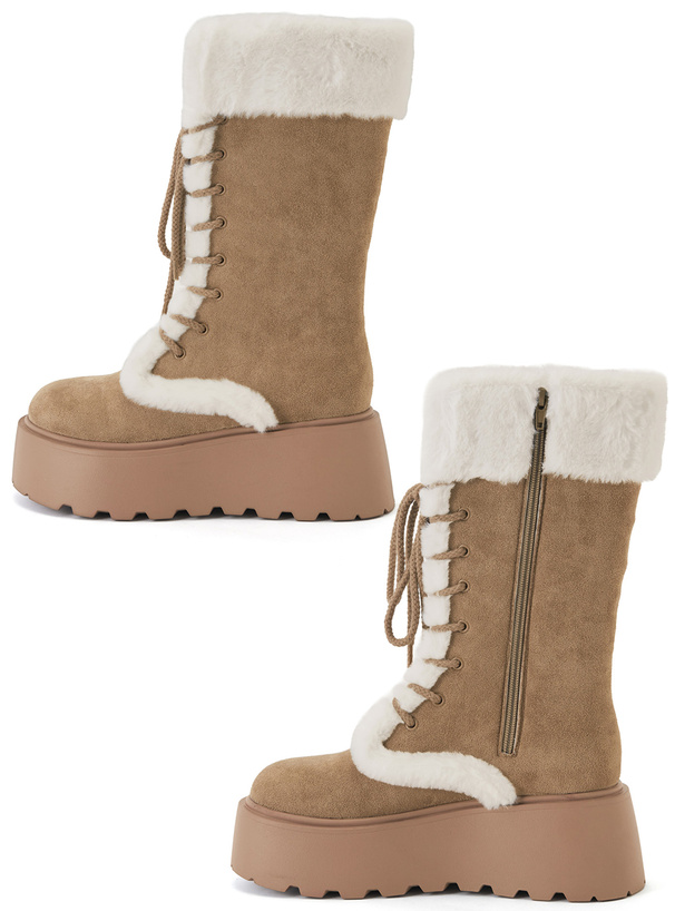 スエードムートンレースアップブーツ[zr1330] | レディース