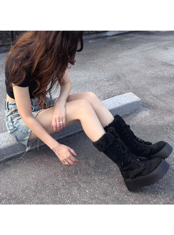 スエードムートンレースアップブーツ