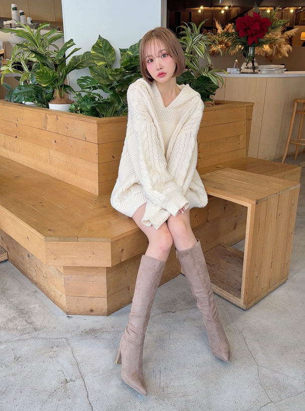 ポインテッドトゥスエードロングブーツ