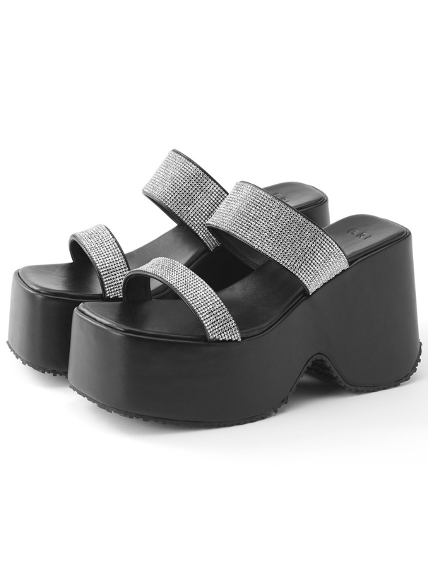 ラインストーン厚底サンダル[zr1362]