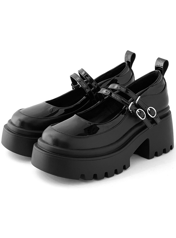 ダブルストラップ厚底ローファー