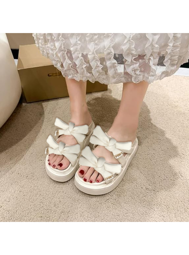 ダブルリボンベルクロサンダル*8.5㎝*3色*追跡送料込 セール】 【OUTLET】グログランリボンベルクロサンダル