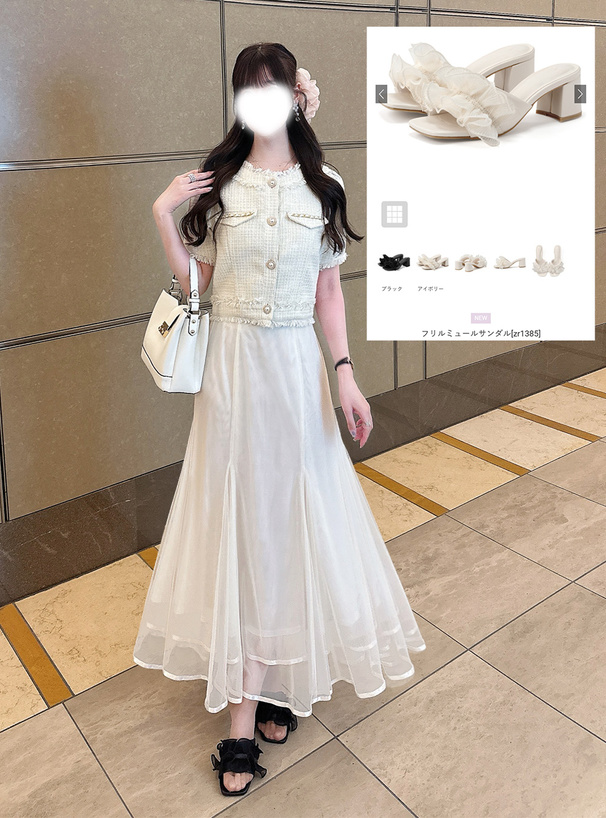 森香澄 フリルミュールサンダル