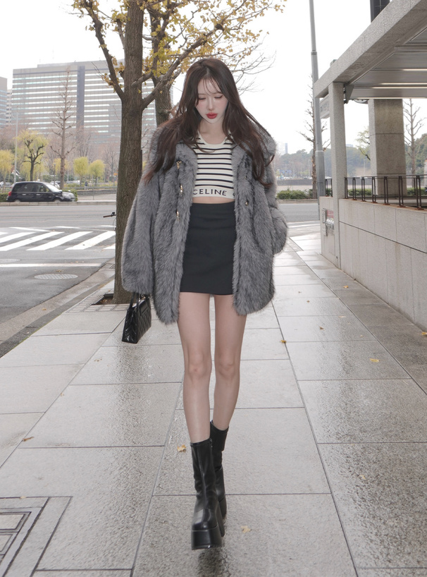 厚底レザーミドルブーツ