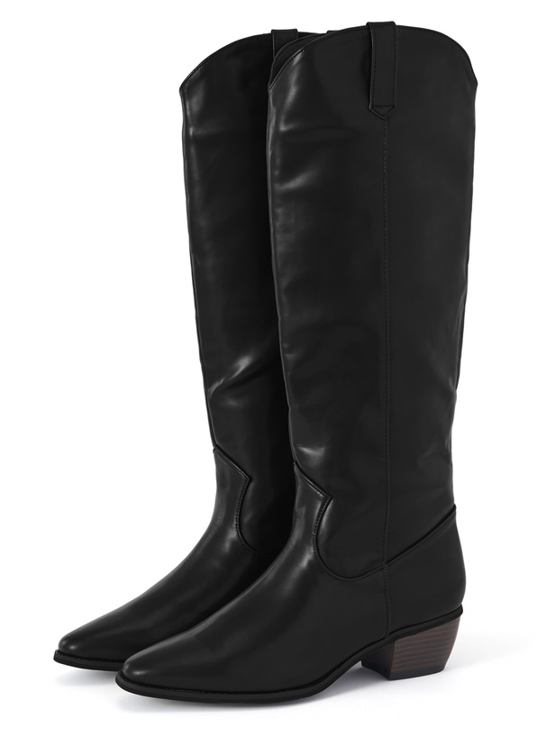 ウッドヒールレザーロングブーツ[zr1398] | レディース